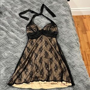Vintage Forever 21 Black and Cream Backless Dress
